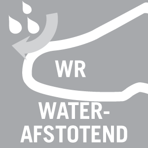 De schoen is waterafstotend (WR)