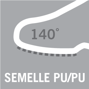 Semelle en PU/PU, thermorésistante jusqu'à 140° C - Pictogramme