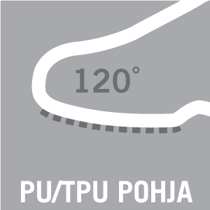 PU/TPU-pohja, kestää 120°C  - Merkkiä