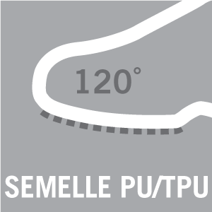 Semelle en PU/TPU, thermorésistante jusqu’à 120° C - Pictogramme