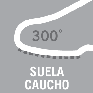 Suelas de goma, resistentes al calor por contacto de hasta 300 ºC
