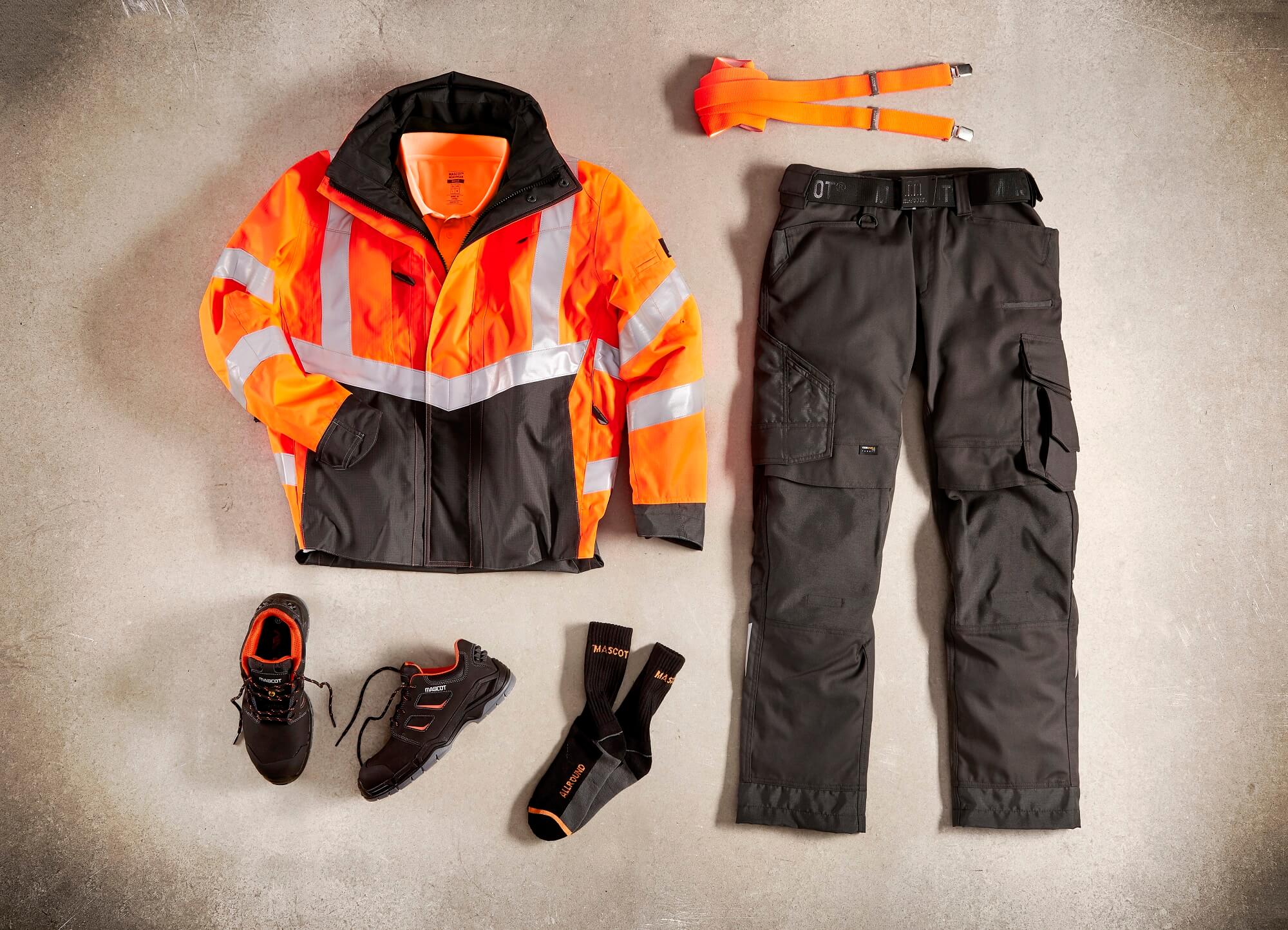 MASCOT's fluorescent orange workwear with reflective bands